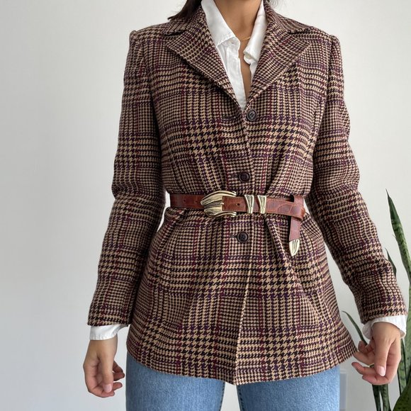 Oscar de la Renta Jackets & Blazers - Vintage Oscar De La Renta 100% wool plaid blazer jacket
